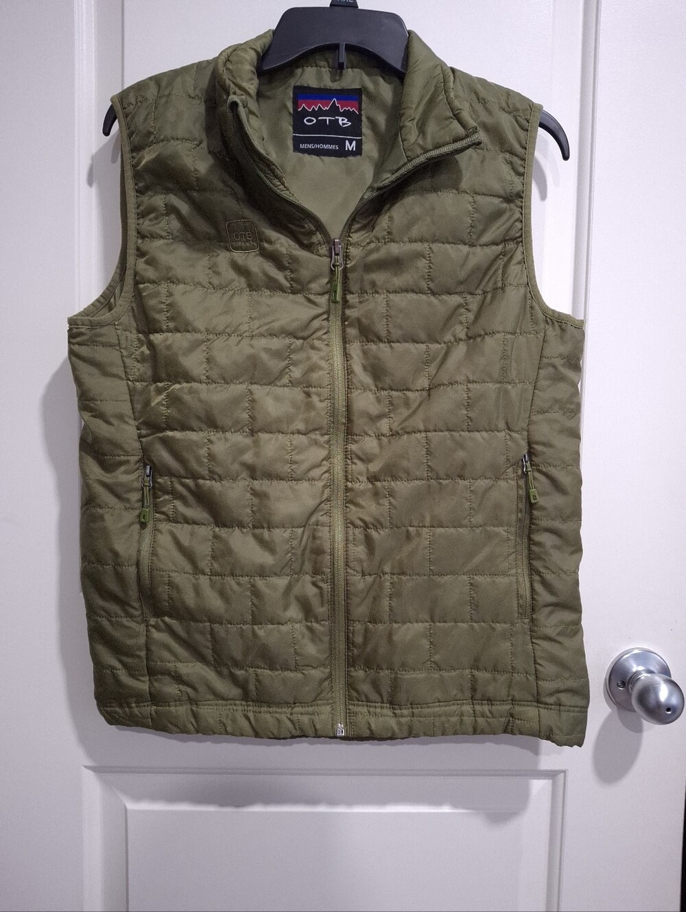 OTB Mens Green Olive Quilted Puffer Vest Size Medium